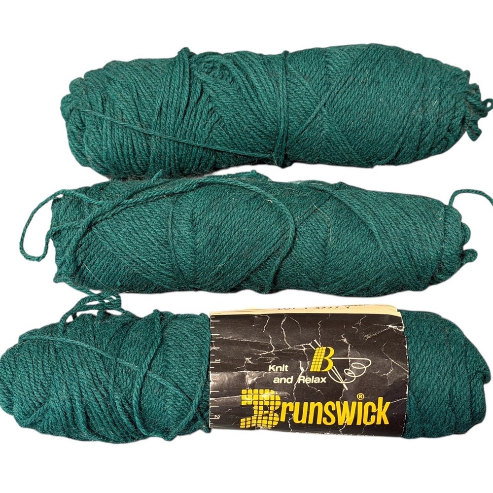 Brunswick Nylamb Yarn Dartmouth Green 145 Lot 3777 Y Wool Nylon Blend 3 Skeins